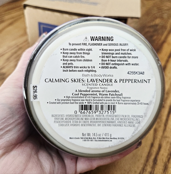 πBOGO 50% OFFπβοΈNWTβΌοΈ BBW "Lavender & Peppermint" 3-wick Aromatherapy Candle - Picture 5 of 10